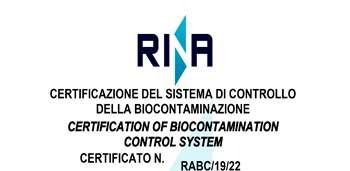 Certificato lavanderia Biocontaminazione